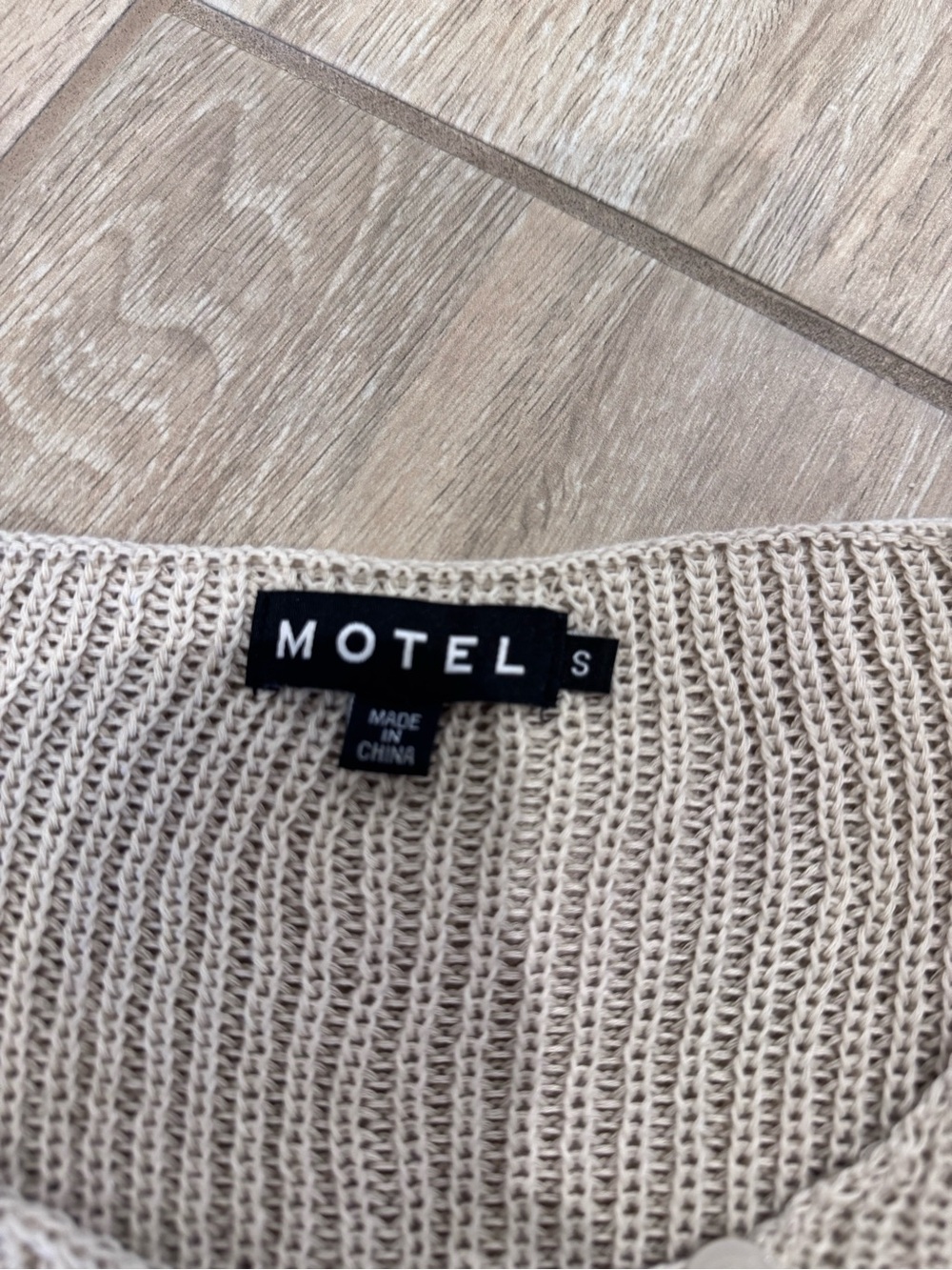 Motel Rocks Light Beige Knit Button-Front Cropped Sweater - Picture 2 of 3